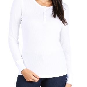 Women's Long Sleeve Thermal Henley Tee